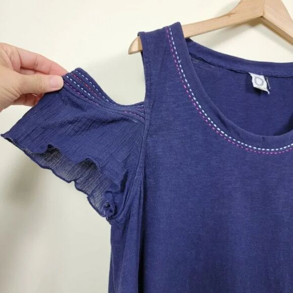 Akemi + Kin Anthropologie Blouse Womans Size M Navy Blue Cotton - Picture 2 of 12